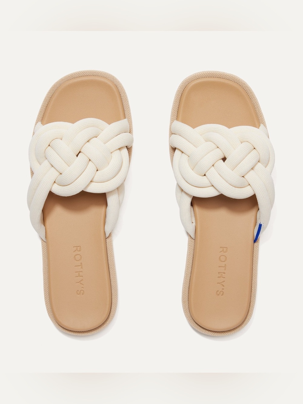 Rothy's The Summer Sandals White Sand Braided Knotted Slides Size 11